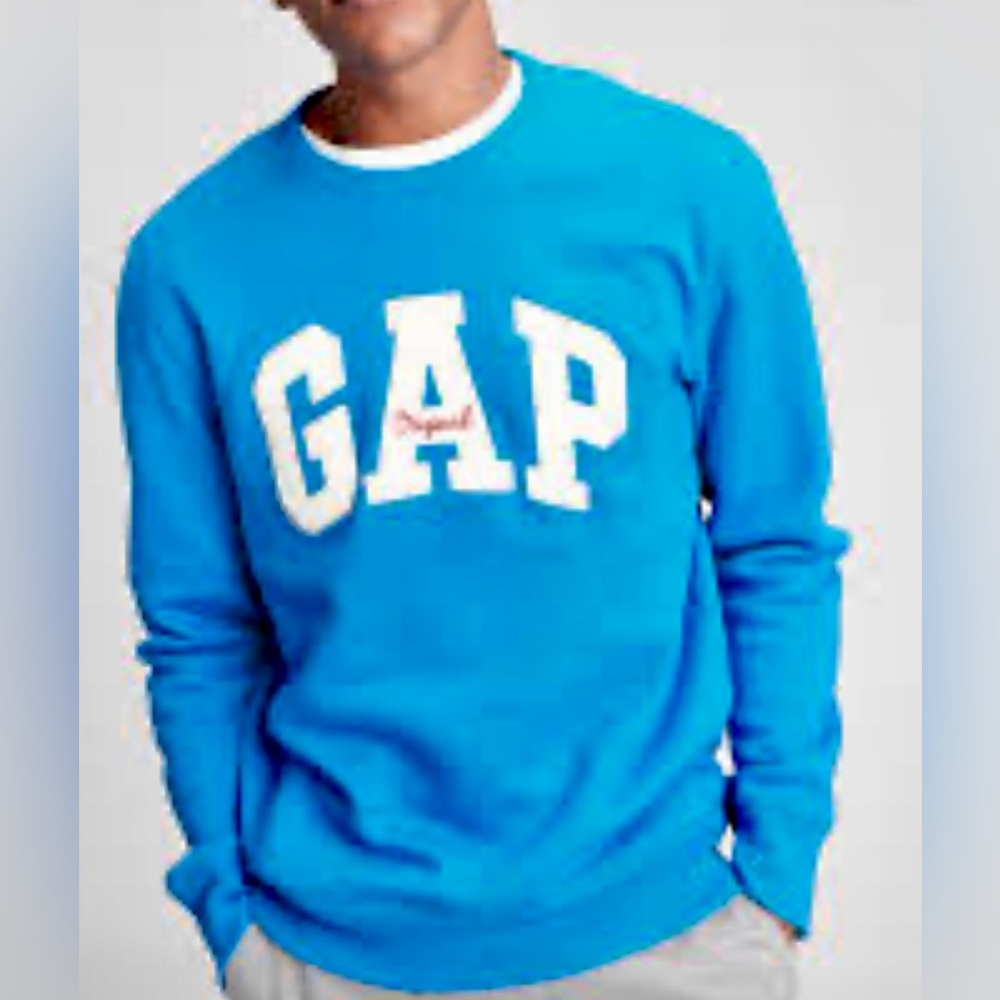 Gap Original Logo Pullover Sweatshirt Men’s Size XL Color Brezy blue